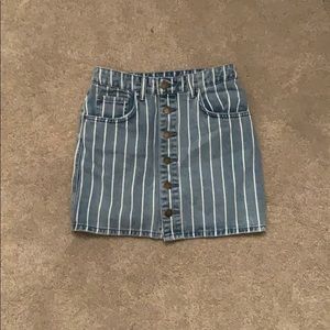 Billabong striped button-up denim skirt